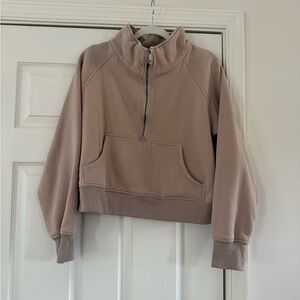 Women's Beige Half-Zip Turtleneck Sweater